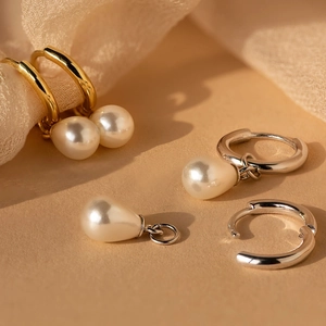 S925 Sterling Silver Freshwater Pearl Drop Hoop Earrings For Women Elegant Gold Silver Plated Huggie Earrings Jewelry Gift