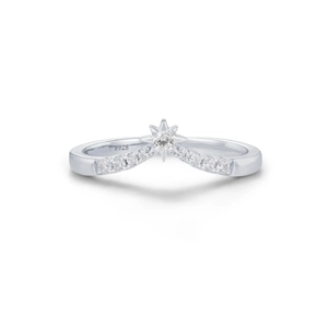 Bague minimaliste en argent sterling S925 en forme de V avec étoile et oxyde de zirconium