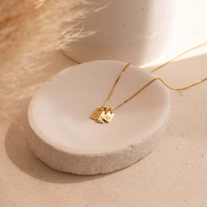 Custom S925 sterling silver square chain necklace with three gold letter pendants D K H