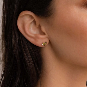 S925 silver butterfly stud earrings with gradient marquise green and yellow cubic zirconia