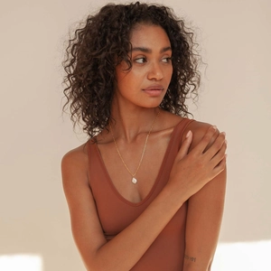 Minimalist S925 sterling silver necklace with a unique baroque freshwater pearl pendant