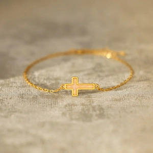 Minimalist 925 Sterling Silver Cross Bracelet For Women Gold Plated Synthetic Opal Charm Fine Chain Fashion Jewelry Gift