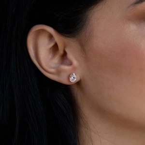 Elegant S925 sterling silver oval-cut cubic zirconia stud earrings in gold finish
