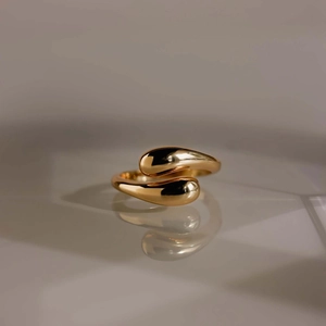 S925 Sterling Silver Irregular Hug Ring For Women Minimalist Adjustable Gold Plated Fluid Line Open Ring Fashion Jewelry Gift