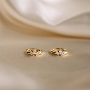 925 Sterling Silver Marquise Zirconia Flower Clover Hoop Earrings For Women Minimalist Fashion Geometric Inlaid Ear Jewelry