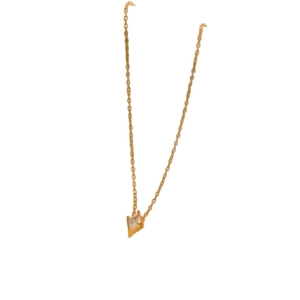 S925 sterling silver minimalist gold necklace with geometric rectangular zircon pendant