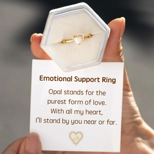 Bague cœur en opale et argent 925 avec diamants, boîte en velours et carte incluse
