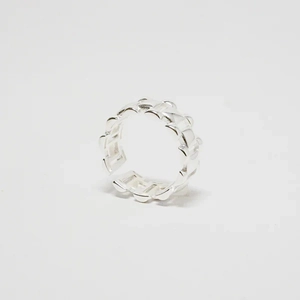 Adjustable S925 sterling silver ring featuring a minimalist geometric square faceted design