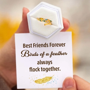 Bague feuille en argent S925 avec émail coloré dans un coffret velours et sa carte