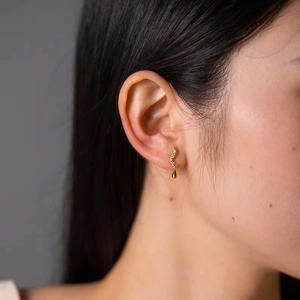 Elegant gold S-shaped earrings with crystals and solid water drop pendant for women