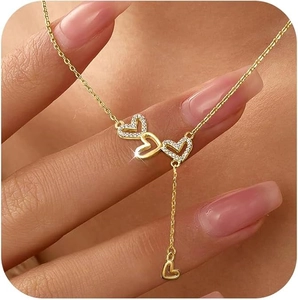 Collier Gland de Cœur en Argent Sterling 925 pour Femmes Mode Simple Pendentif en Zirconia Bijoux de Chaîne de Clavicule
