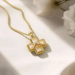 925 Sterling Silver Cross Mountain Pendant Necklace For Women Minimalist Dainty Mountain Peak Faith Jewelry Gift Accessories