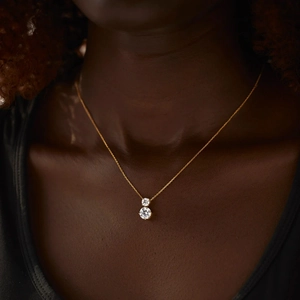 S925 sterling silver double cubic zirconia pendant necklace on a gold chain
