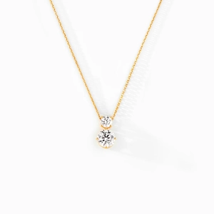 Elegant s925 sterling silver gold necklace featuring double round cubic zirconia stones