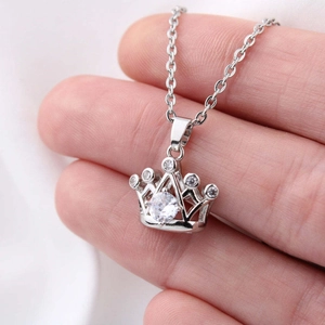 Collier Pendentif Couronne en Argent Sterling 925 Pour Femme Chaîne Réglable Or Blanc Strass Elégant Cadeau Bijoux