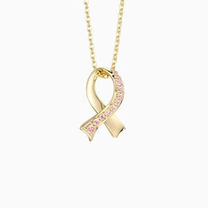 Collier élégant en argent S925 doré avec pendentif ruban et saphirs roses