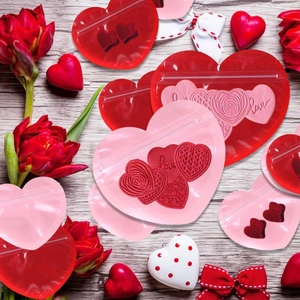Heart shaped PVC jewelry pouches with zipper seal for Valentine's Day gift packaging