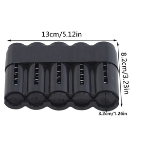 Black portable 5-slot Euro coin organizer case with spring mechanism and size markers