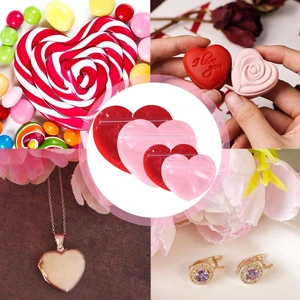 Red and pink heart shaped PVC zip lock bags for jewelry and Valentine gift packaging