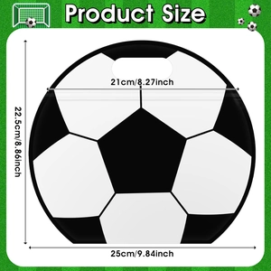 Standing football themed gift bag with handle and size guide, 25cm bottom width