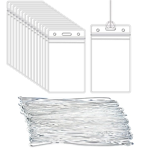 Waterproof Transparent PVC Luggage Tag ID Card Holder With Zip Seal For Travel Office Vertical Badge Protector