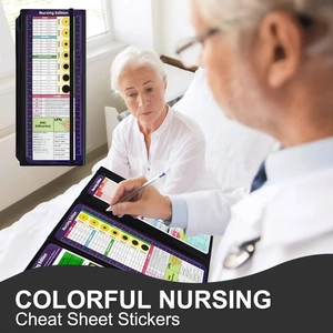 Three-fold nursing clipboard stickers with medical cheat sheet for quick clinical reference