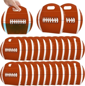 Detail view of American football themed gift bags with stand-up base and handle cutouts