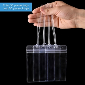 50 pieces of transparent waterproof luggage tags with loops for ID cards and travel