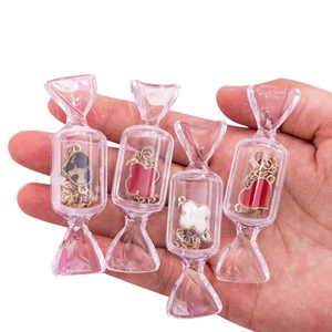 Boîte de Rangement Bijoux Transparente en Forme de Bonbon Mini Étui à Bijoux Portable pour Boucles d'Oreilles Bagues Petits Objets
