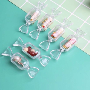 Mini boîtes de rangement transparentes en forme de bonbon pour bijoux et accessoires