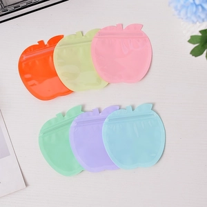 Colorful apple-shaped PVC ziplock bags for jewelry and small gift packaging in 6 colors