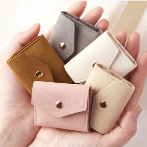 Mini velvet jewelry pouch set with snap buttons in five elegant colors for rings and earrings