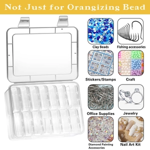 Clear 12-slot PP plastic jewelry storage box with individual lids and outer case