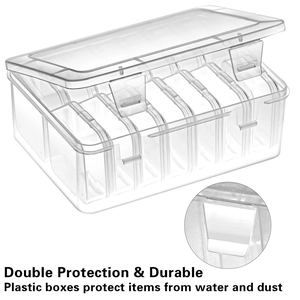 Clear PP mini jewelry organizer with 6 inner boxes and waterproof buckle lid