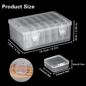 Transparent plastic PP jewelry storage box with individual small containers for travel