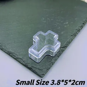 Small size transparent plastic cross-shaped jewelry storage box with lid 3.8x5x2cm