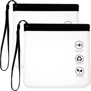 TSA Approved Clear Toiletry Bag EVA Waterproof Makeup Bag With Lanyard Resealable Portable Travel Wash Bag For Liquids