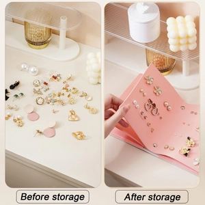 Pink PU leather jewelry organizer book for earrings with multi-page storage display