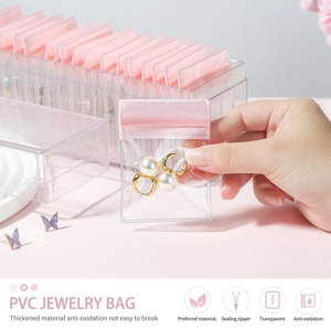Pink acrylic jewelry organizer with thickened anti-oxidation PVC storage bags