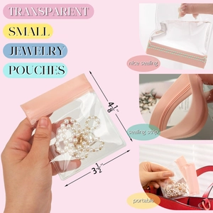 Transparent EVA travel jewelry storage bag with seal strip for rings and necklaces