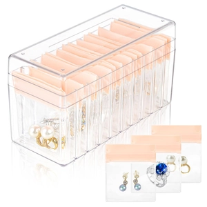 Acrylic Jewelry Box With Pink EVA Anti-Oxidation Sealing Bags Travel Portable Earrings Necklace Ring Storage Case Organizer