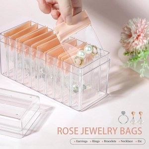 Pink anti-oxidation jewelry storage box with 10 slots and transparent acrylic lid