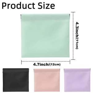 Portable PU leather squeeze cosmetic pouch with automatic closure in multiple colors