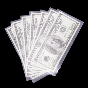 Set of 100 high-transparency paper money holders for currency storage and protection