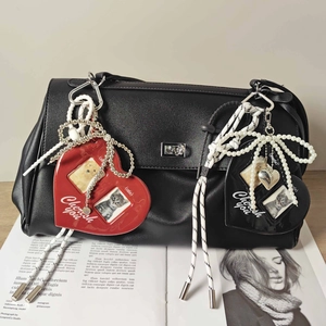 Style INS Porte-Carte Cadre Photo Coeur Charme de Sac PVC Lanière Tissée Nœud Künstliche Perle Porte-Clés Pour Femmes Filles