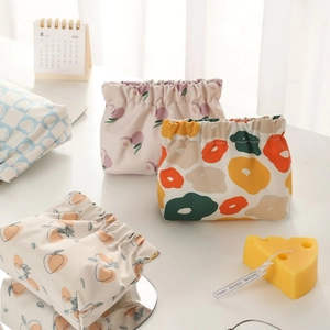 Floral and fruit print waterproof portable mini squeeze storage pouch set for makeup