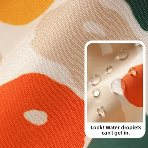 Macro detail of waterproof dotted fabric showing liquid beads on the textile surface