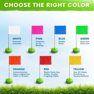 Bandierine di segnalazione in PVC colorato per rilievi e utenze con aste in filo di acciaio