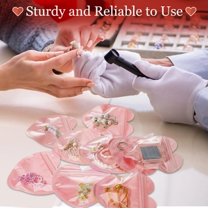 Pink heart-shaped PVC jewelry storage pouches with reliable zip-lock sealing strip
