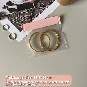 Pink large EVA jewelry storage bag 11.7x11cm anti-oxidation transparent pouch for bracelets